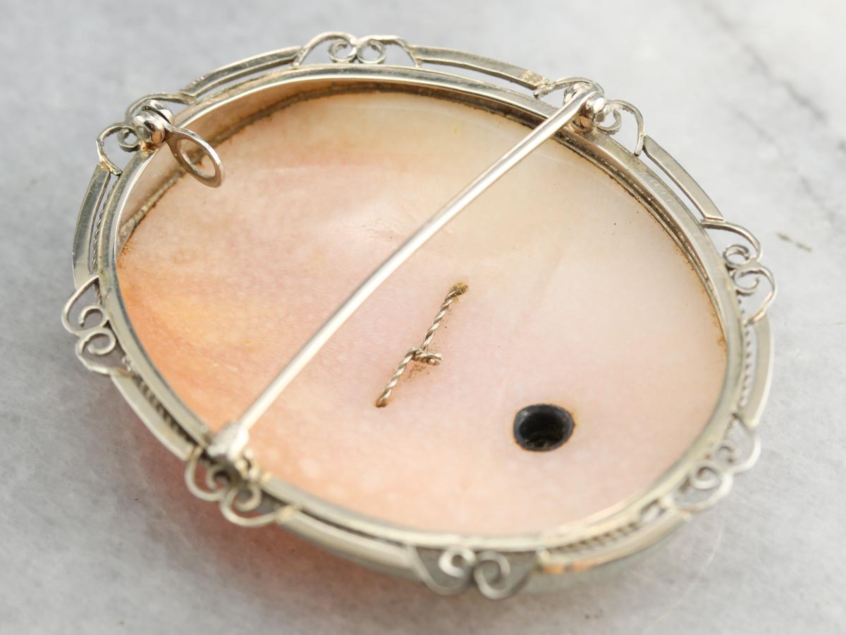 Art Deco Rose Cut Diamond Cameo Pin or Pendant