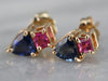Pink and Blue Sapphire Stud Earrings