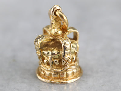 Vintage Ornate Gold Crown Charm Pendant