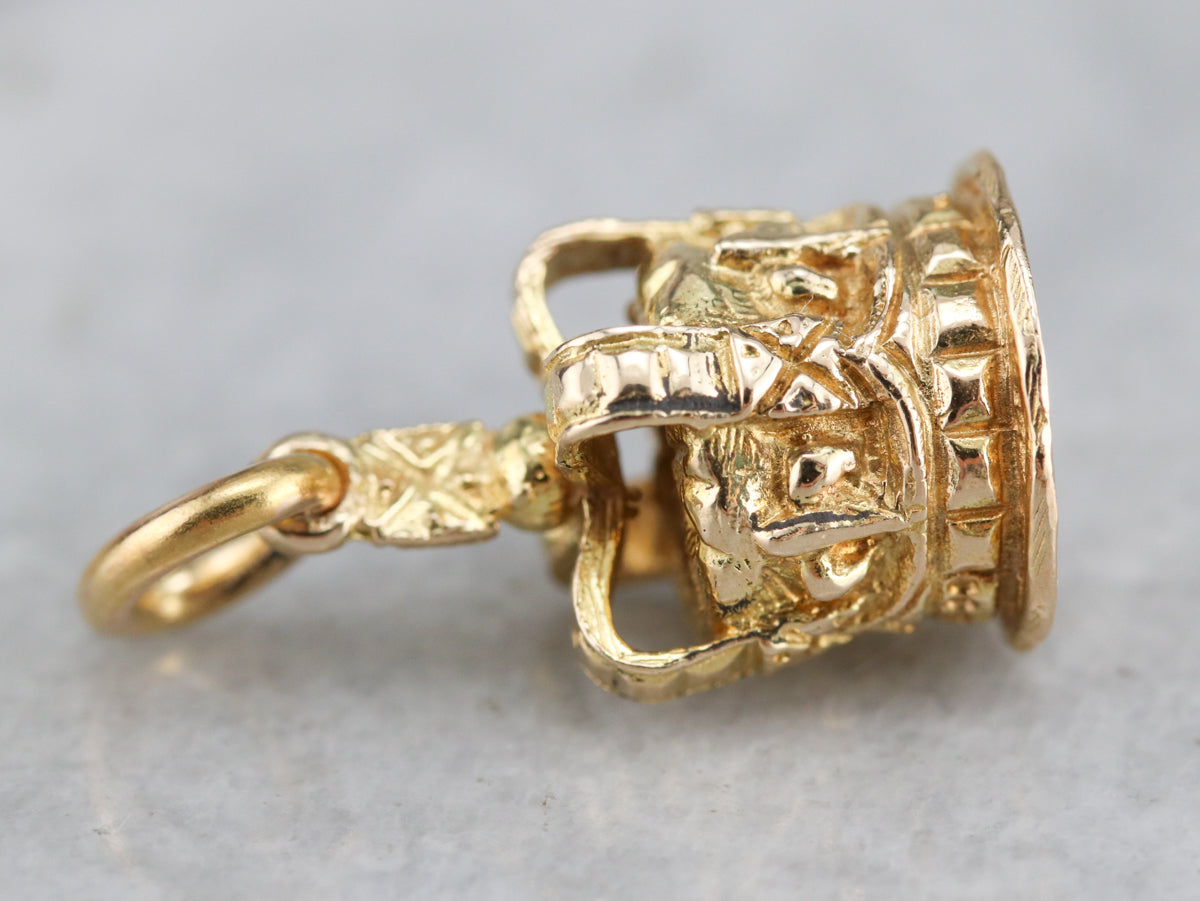 Vintage Ornate Gold Crown Charm Pendant