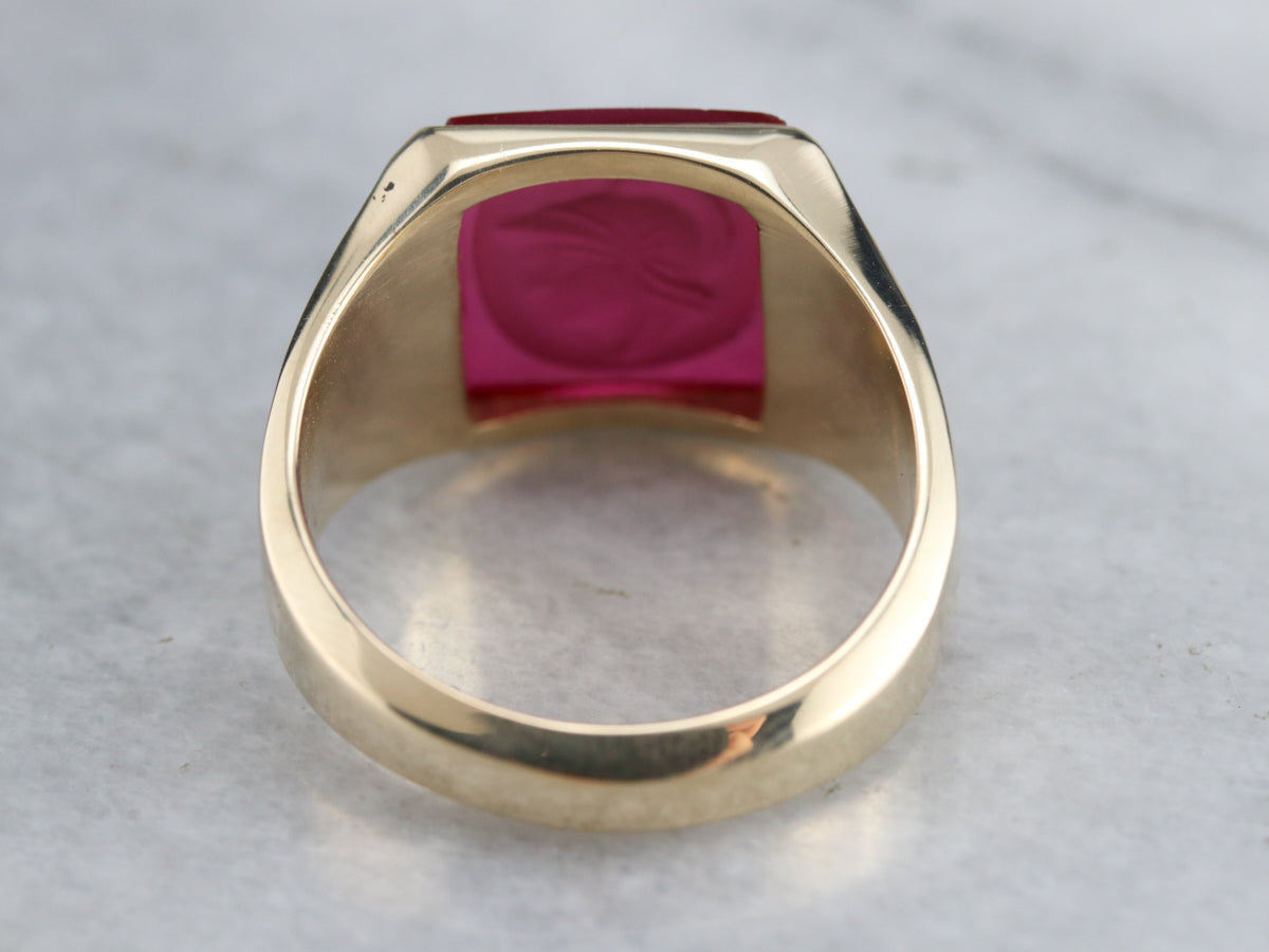 Mens Modern 14K Rose Gold 4.0 Ct Princess and Triangle Ruby Wedding Ring  A1006M-14KRGR | Art Masters Jewelry