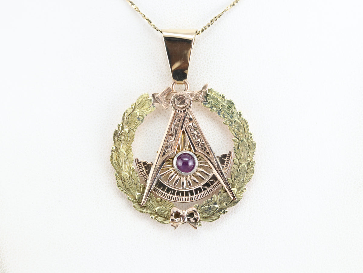 Antique Star Ruby Masonic Pendant