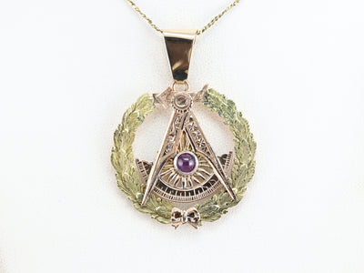 Antique Star Ruby Masonic Pendant