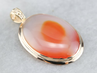 Yellow Gold Oval Agate Pendant