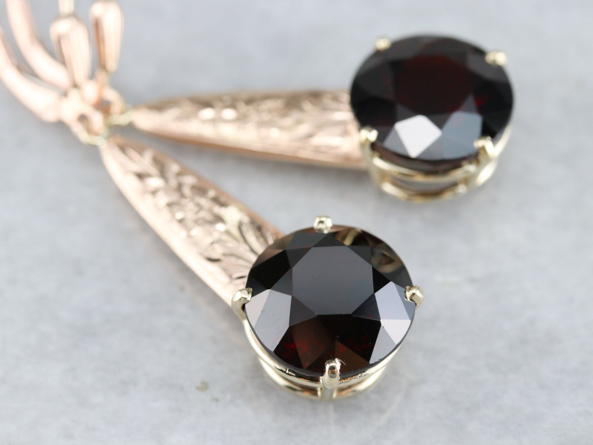 Pendientes colgantes florales de granate