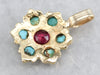 Vintage Ruby and Turquoise Pendant