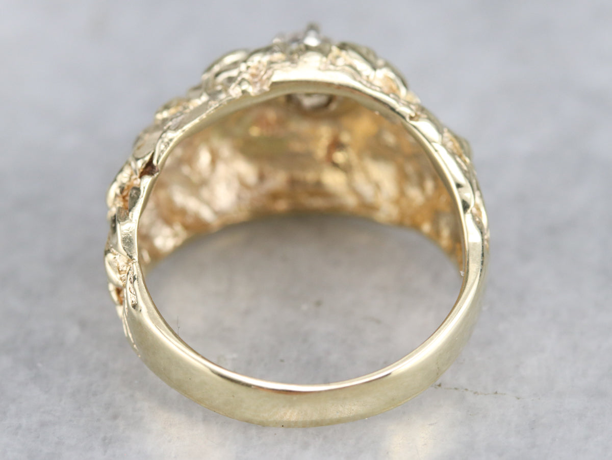 Anillo solitario de diamantes florales