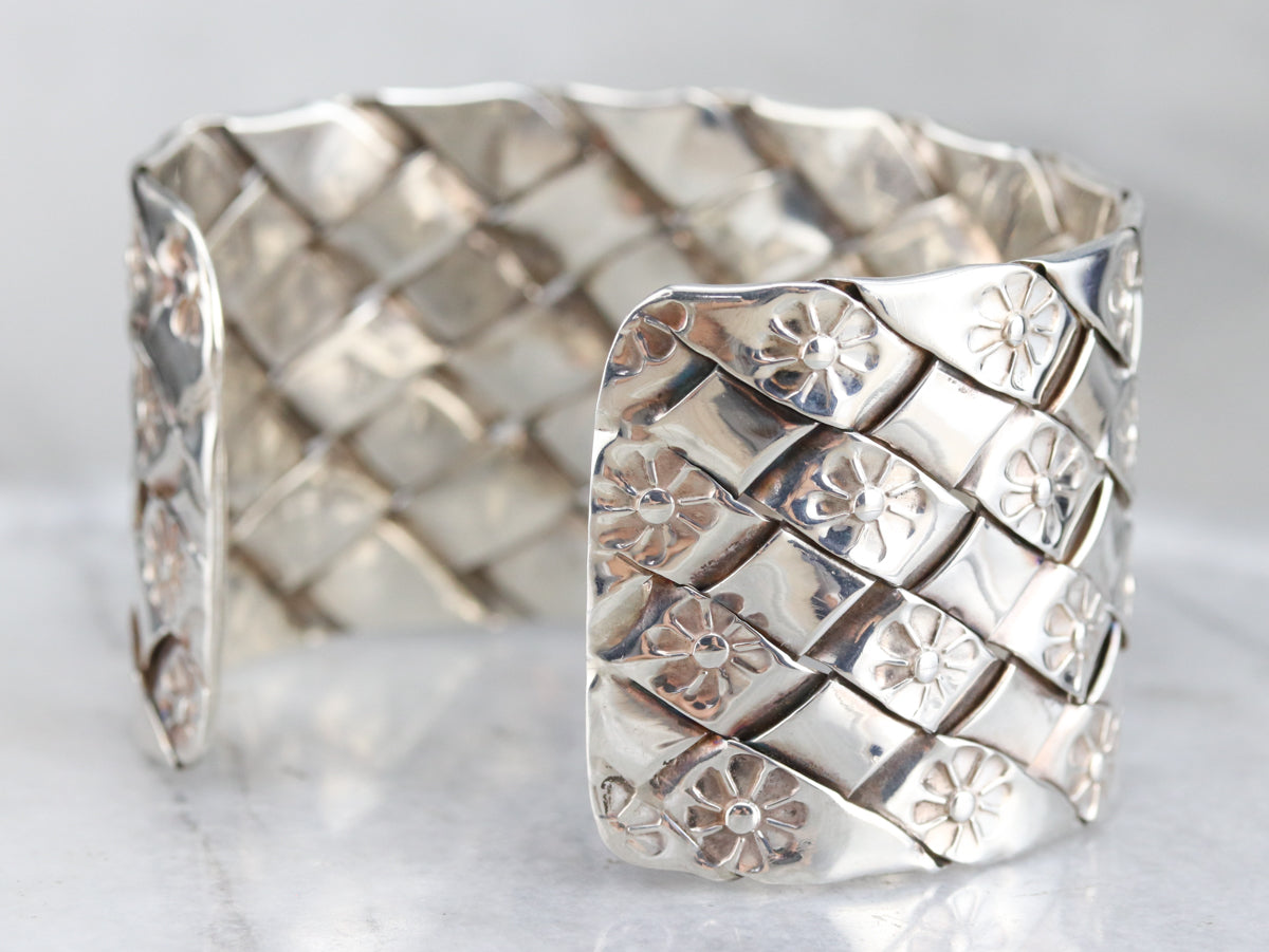 Brazalete ancho de plata de ley