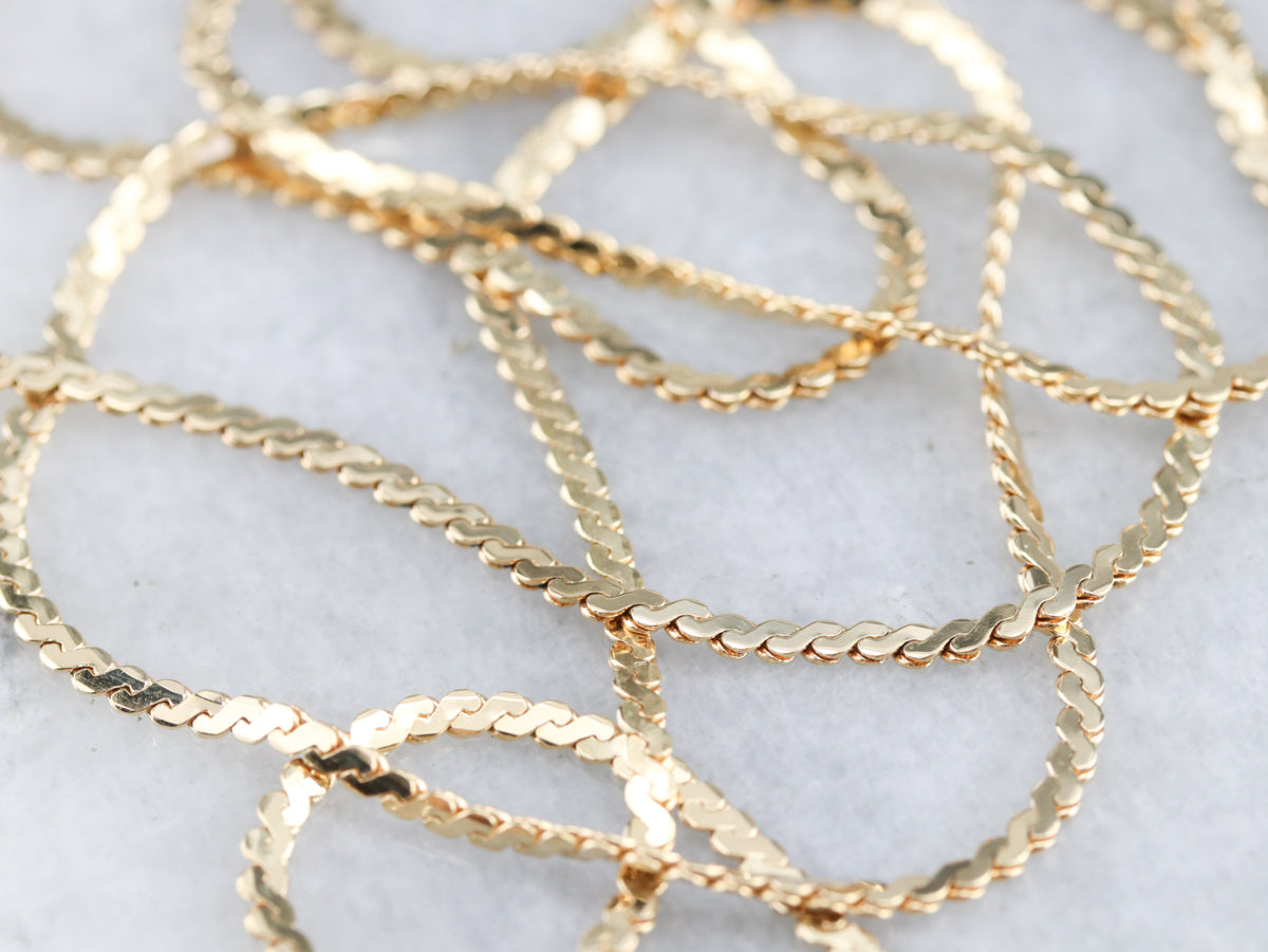 18 Karat Gold Flat Serpentine Chain