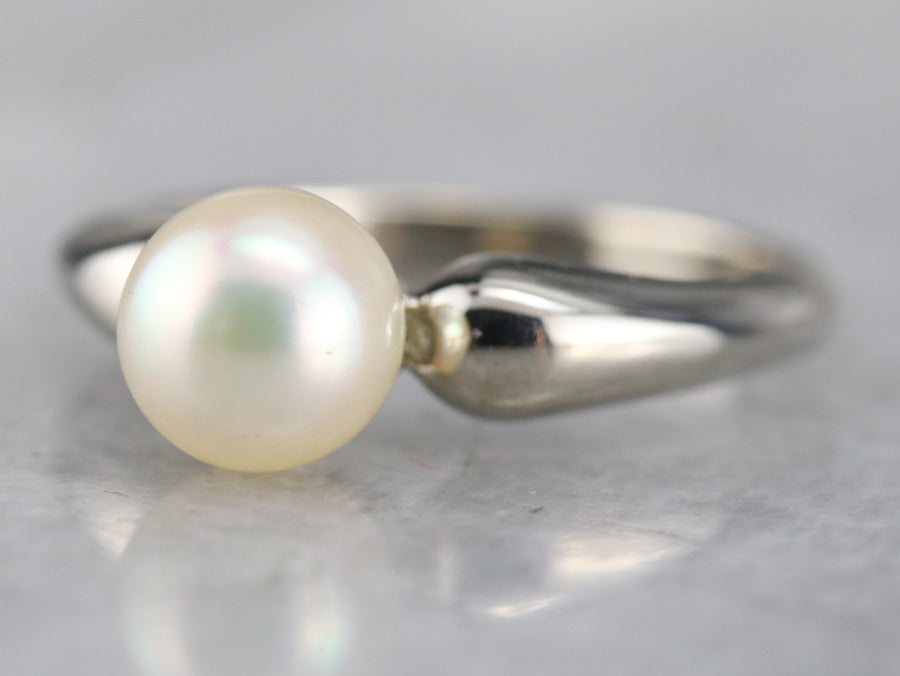 Vintage Pearl Solitaire Ring