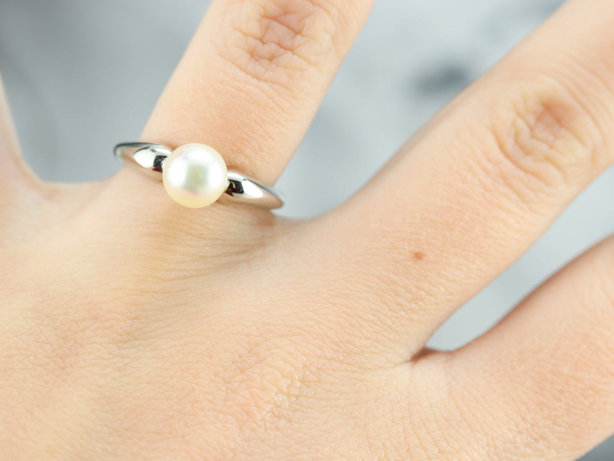 Vintage Pearl Solitaire Ring