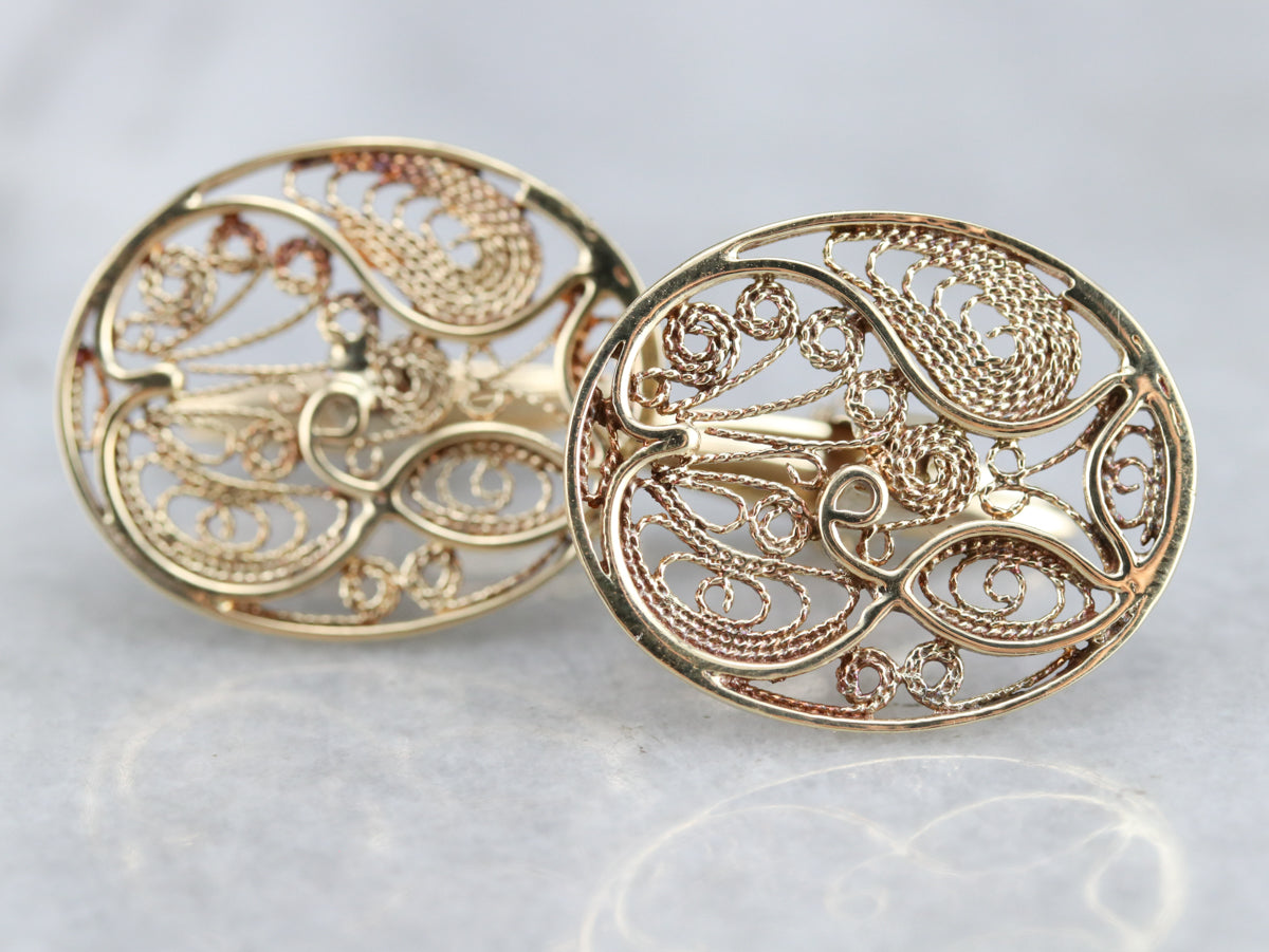 Vintage Gold Filigree Cufflinks