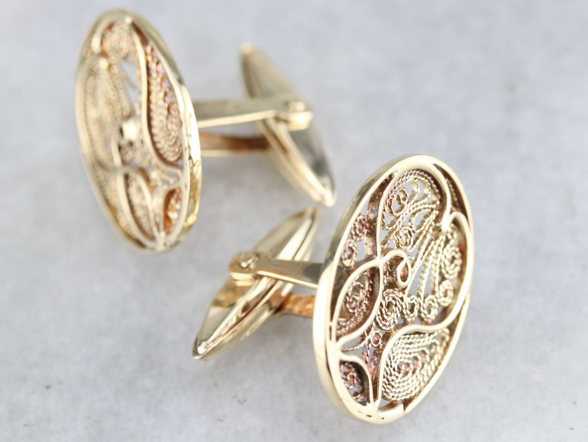 Vintage Gold Filigree Cufflinks