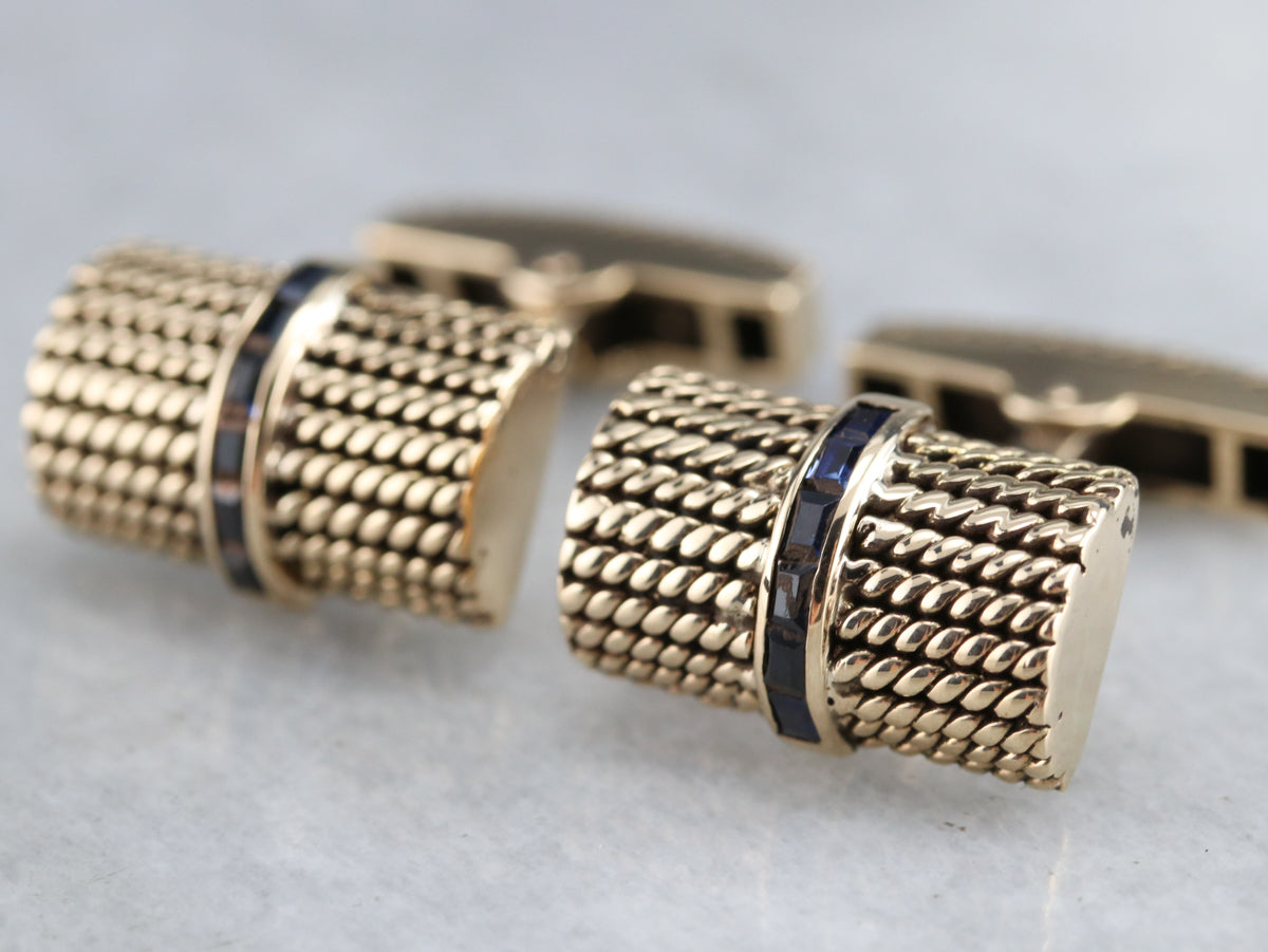 Vintage Gold Sapphire Cufflinks