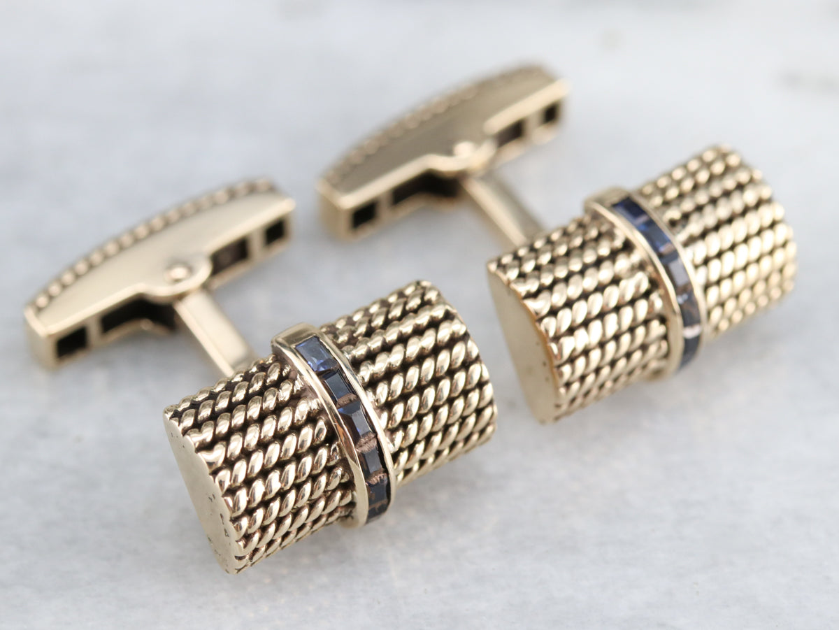 Vintage Gold Sapphire Cufflinks