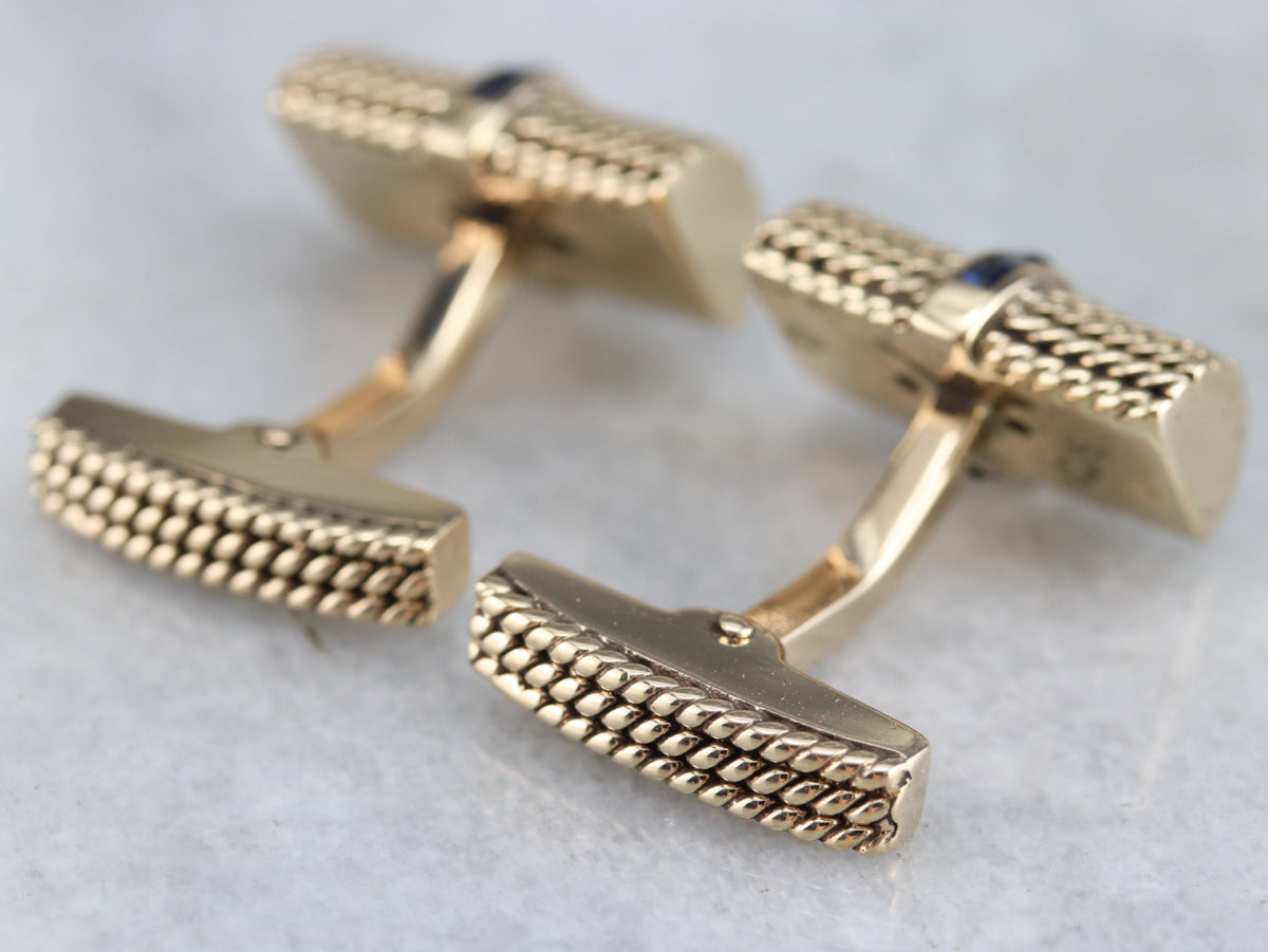 Vintage Gold Sapphire Cufflinks