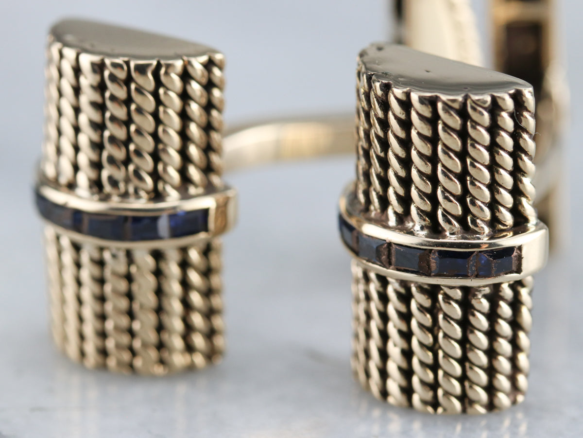 Vintage Gold Sapphire Cufflinks