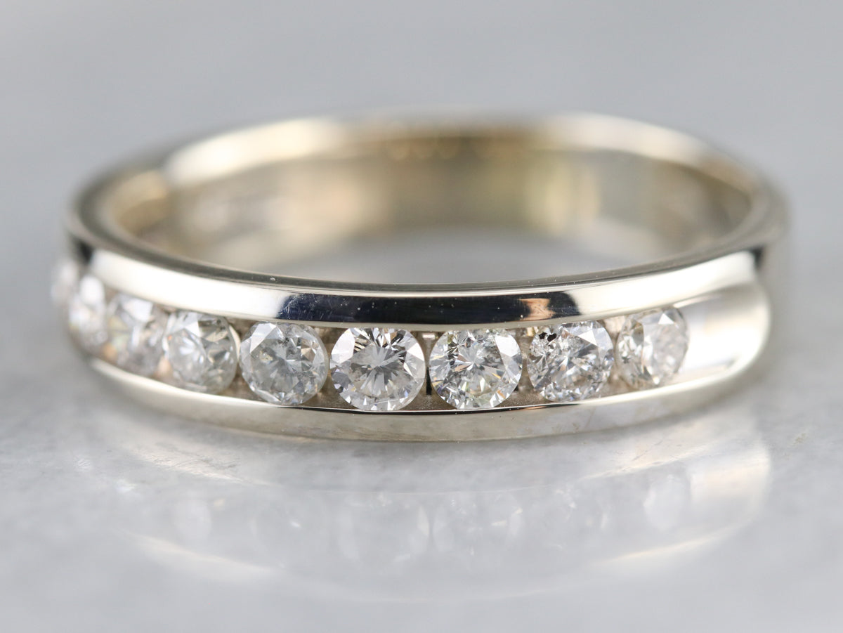 Channel Set Diamond White Gold Wedding Band