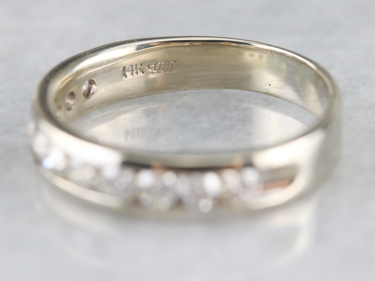 Channel Set Diamond White Gold Wedding Band