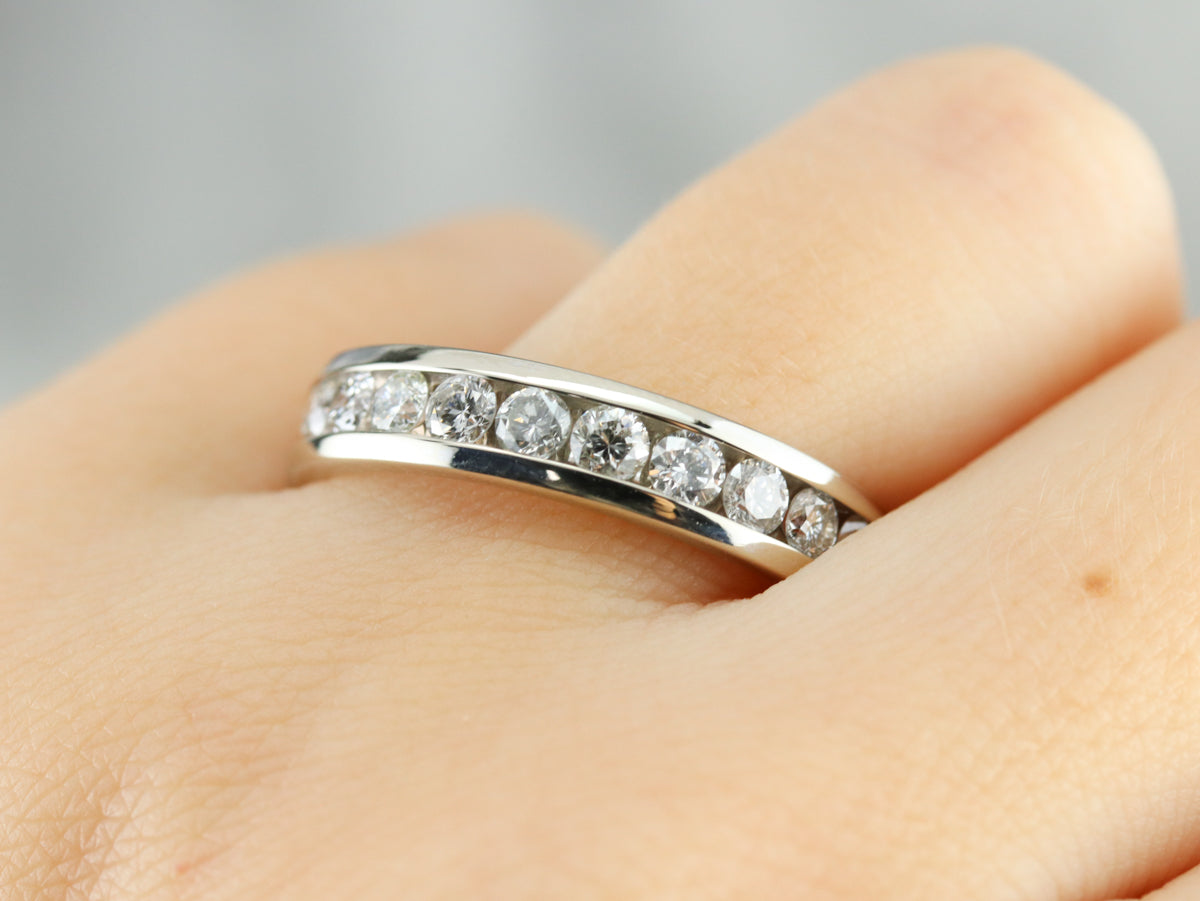 Channel Set Diamond White Gold Wedding Band