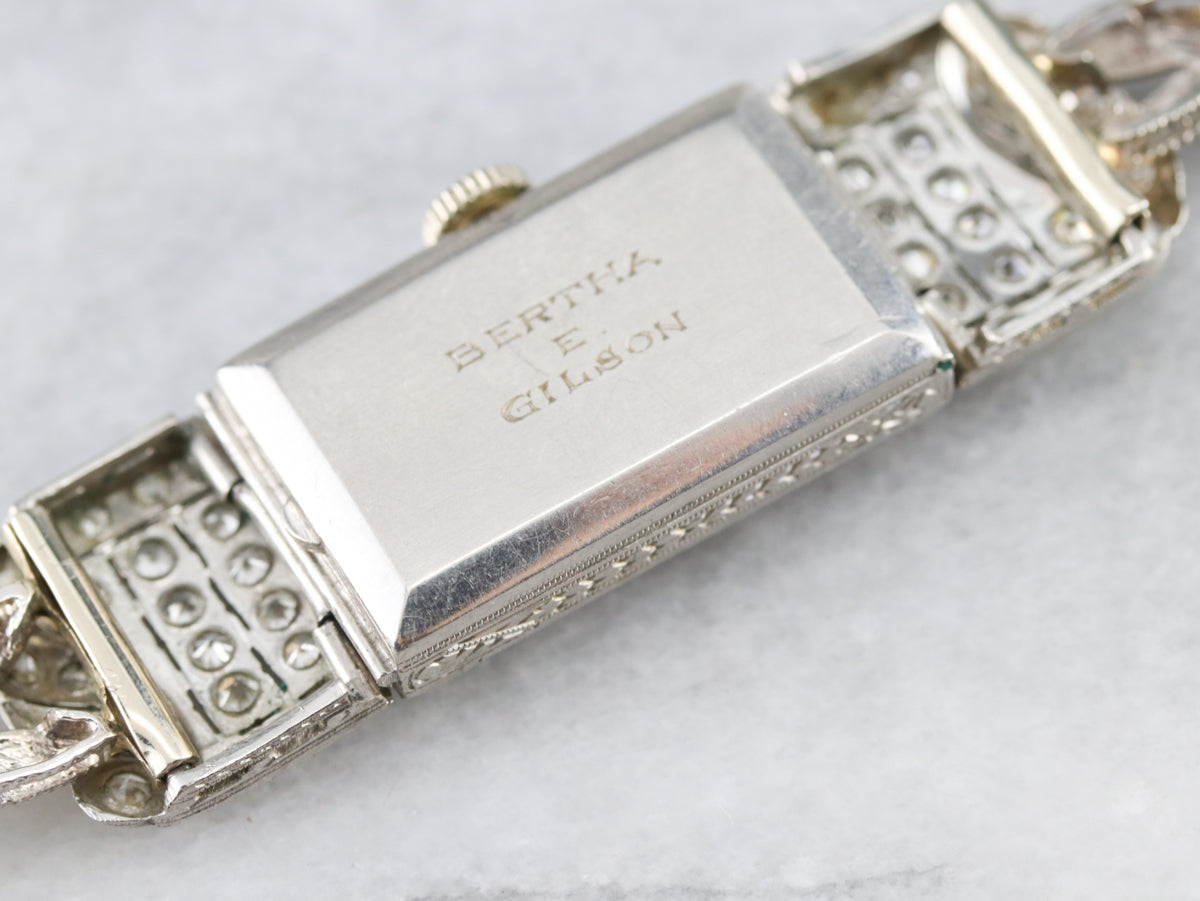 Vintage Diamond Platinum Ladies Wrist Watch