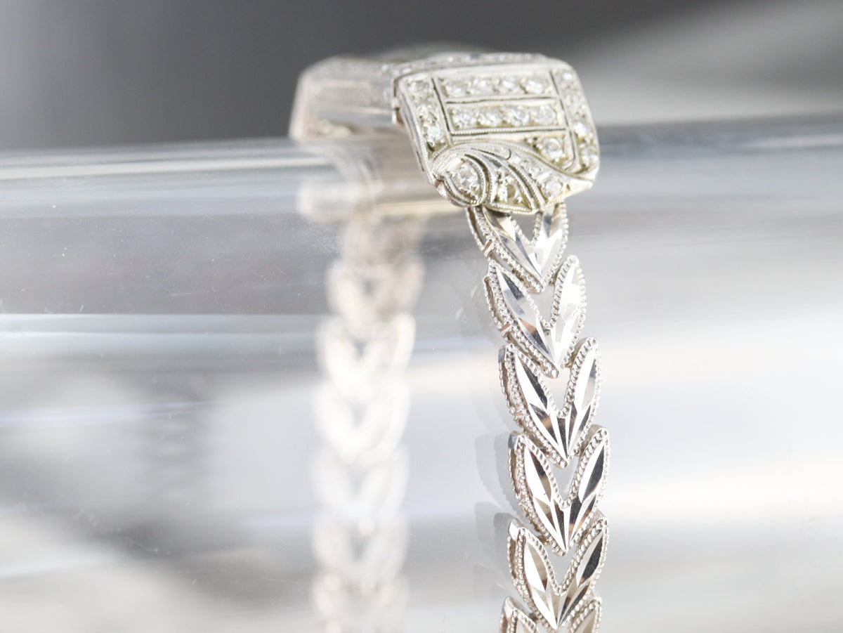 Vintage Diamond Platinum Ladies Wrist Watch