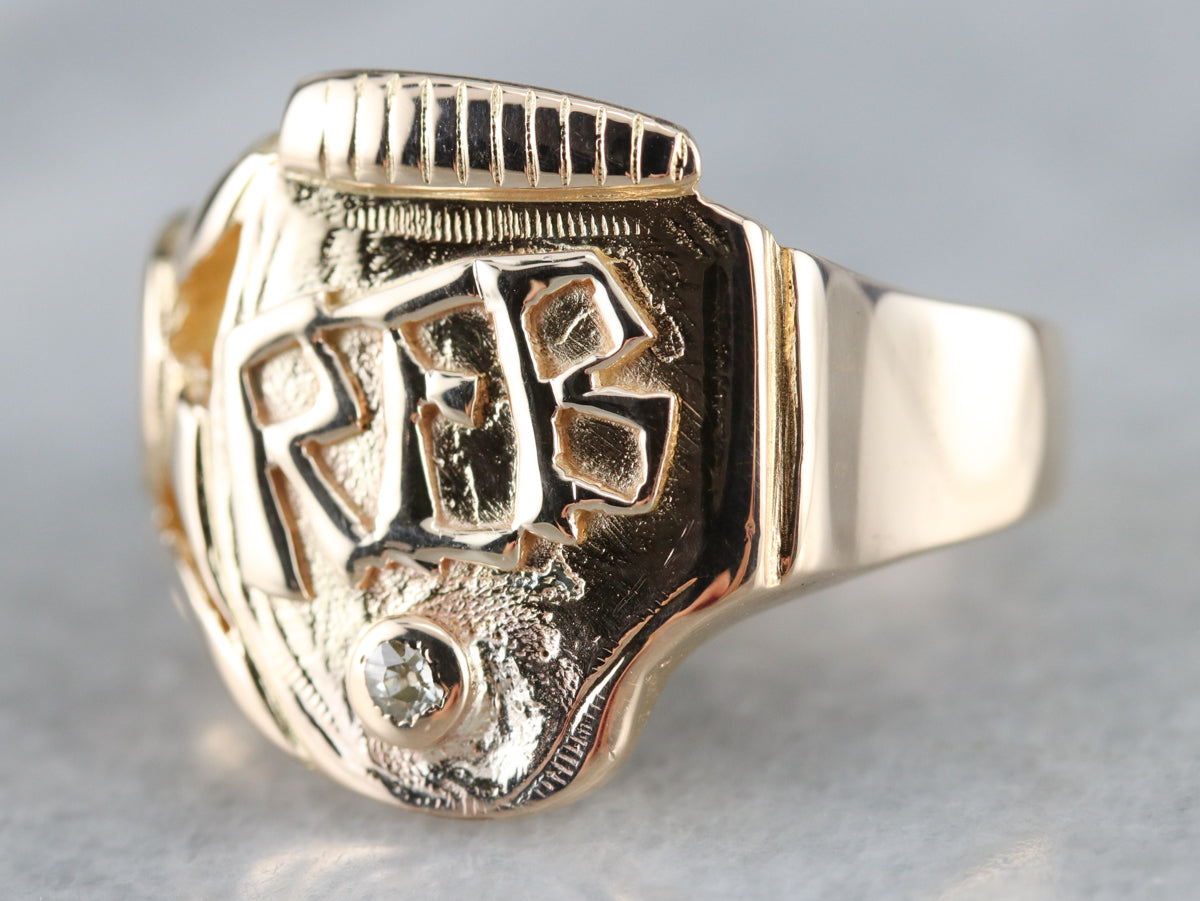 Men's "REB" Diamond Gold Signet Ring