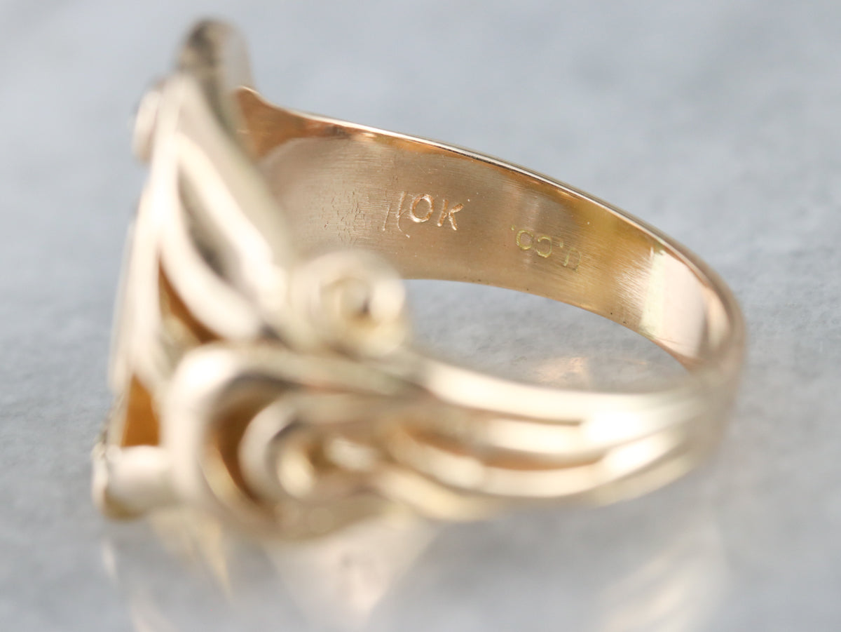 Men's "REB" Diamond Gold Signet Ring