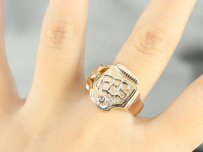 Men's "REB" Diamond Gold Signet Ring