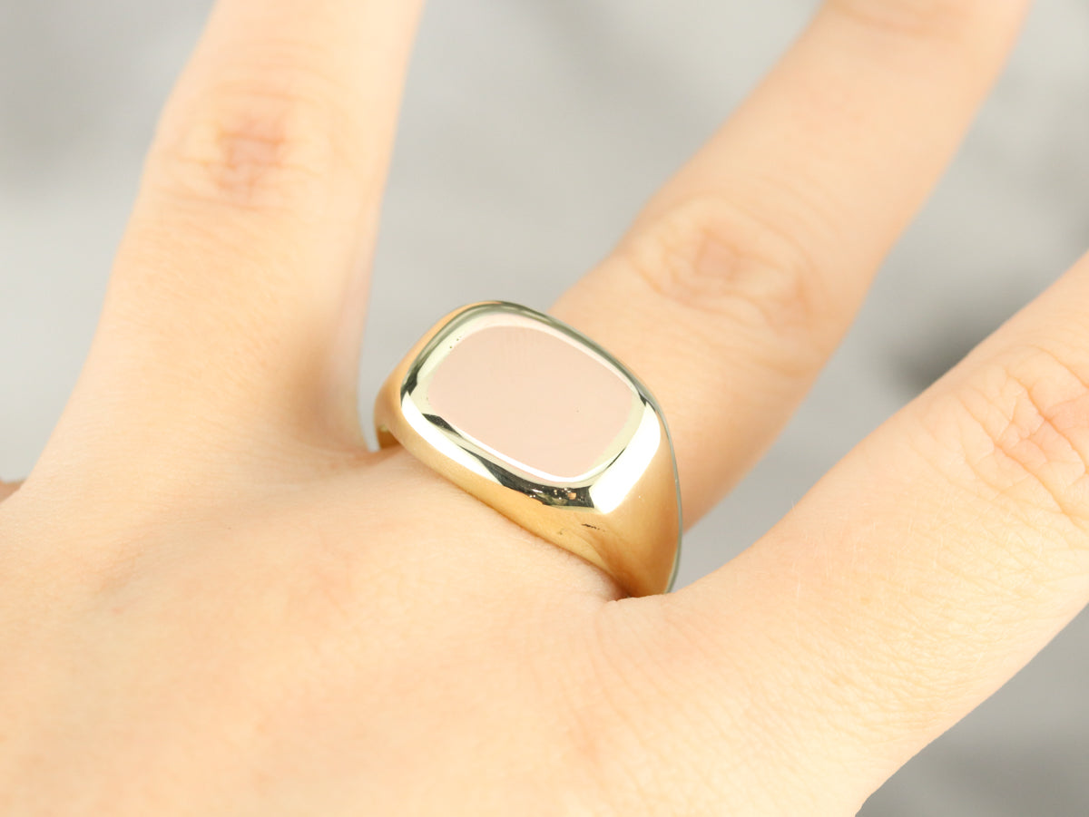 Men's Two Tone Gold Signet Ring