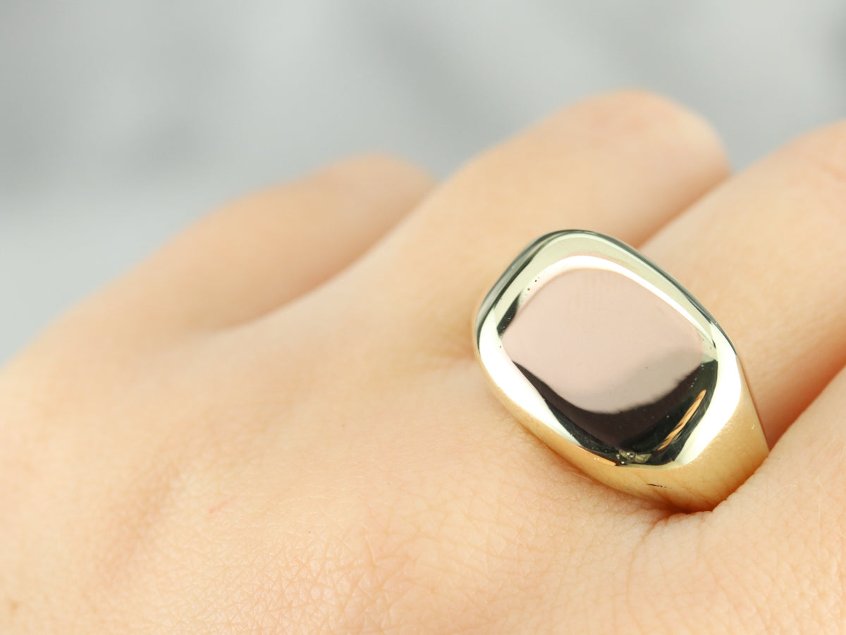 Men's Two Tone Gold Signet Ring