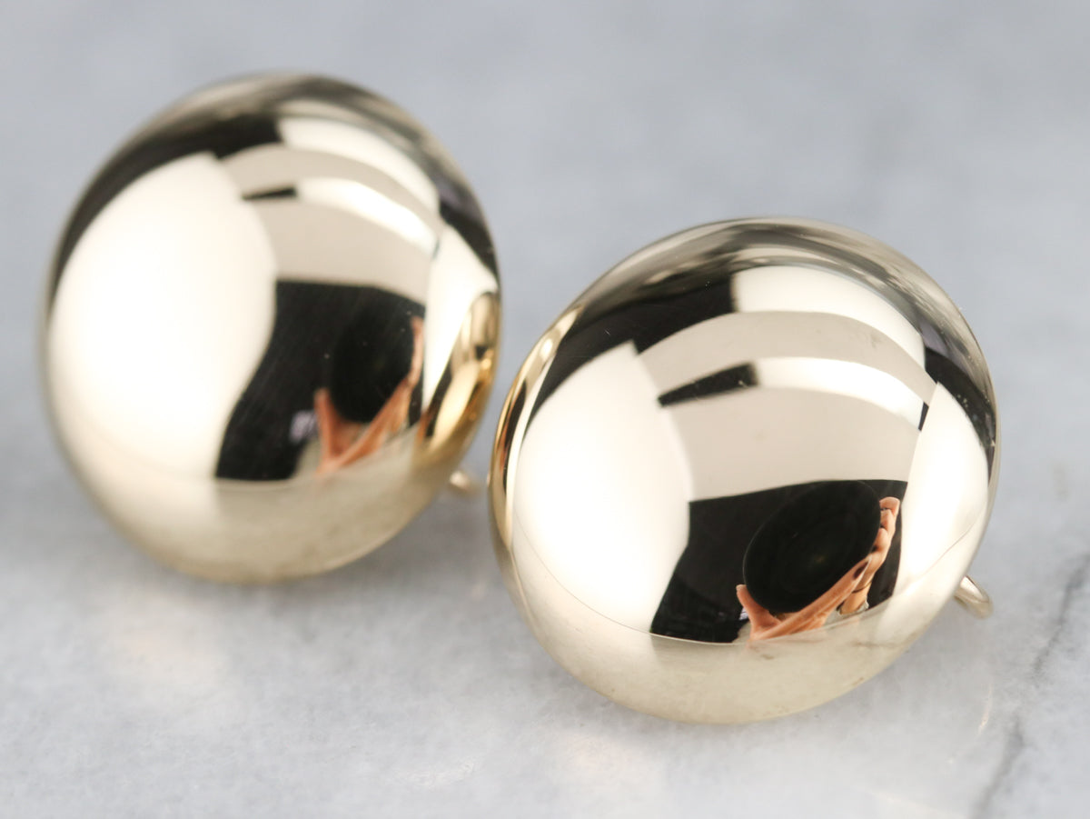 Vintage Gold Button Screw Back Earrings