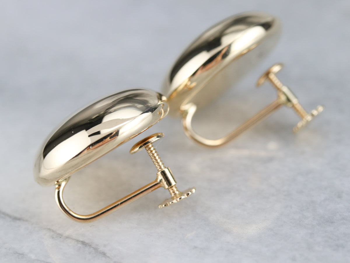 Vintage Gold Button Screw Back Earrings