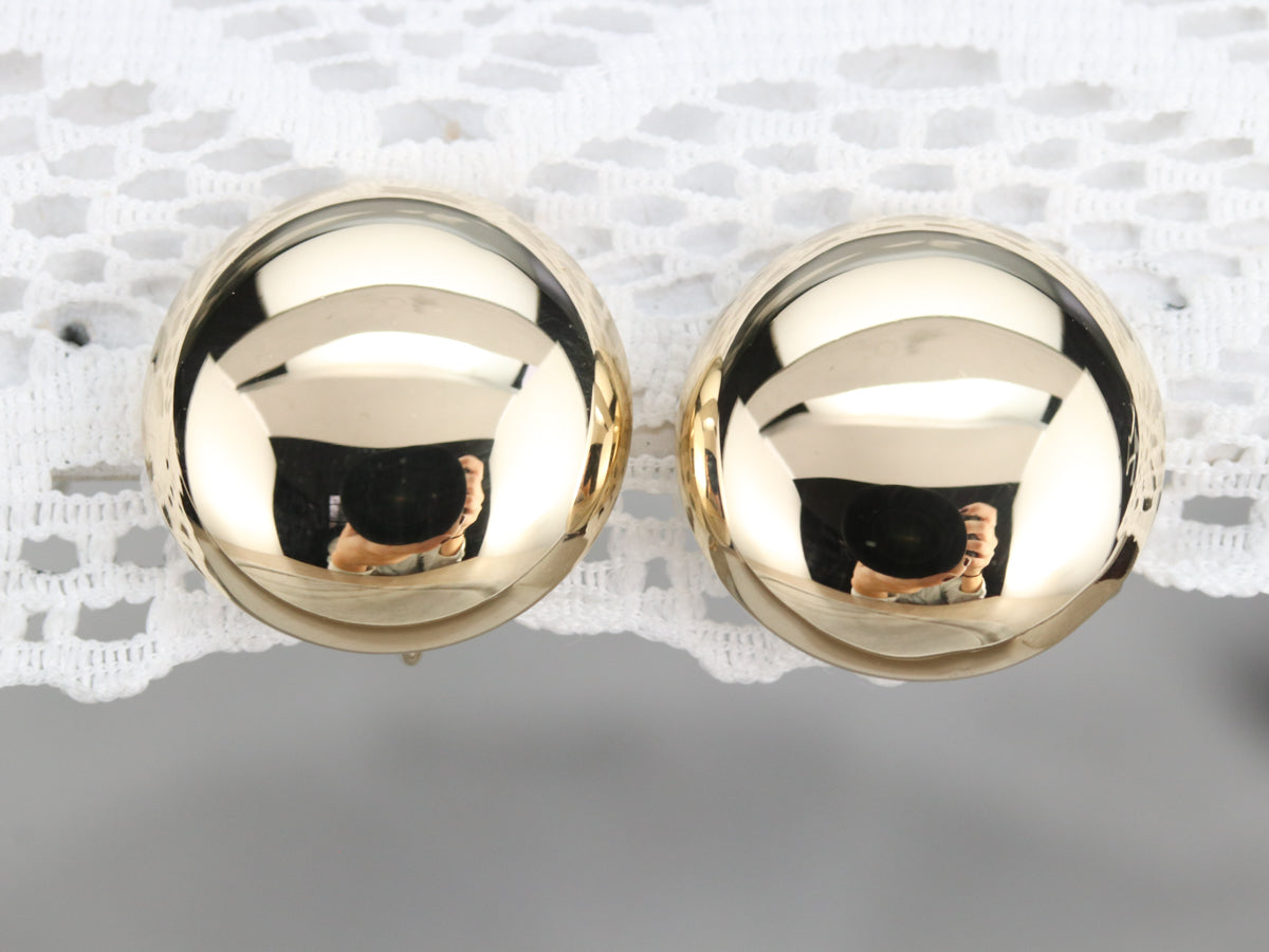 Vintage Gold Button Screw Back Earrings