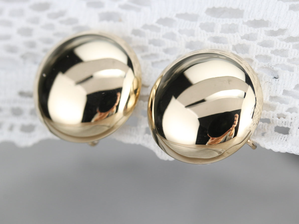 Vintage Gold Button Screw Back Earrings