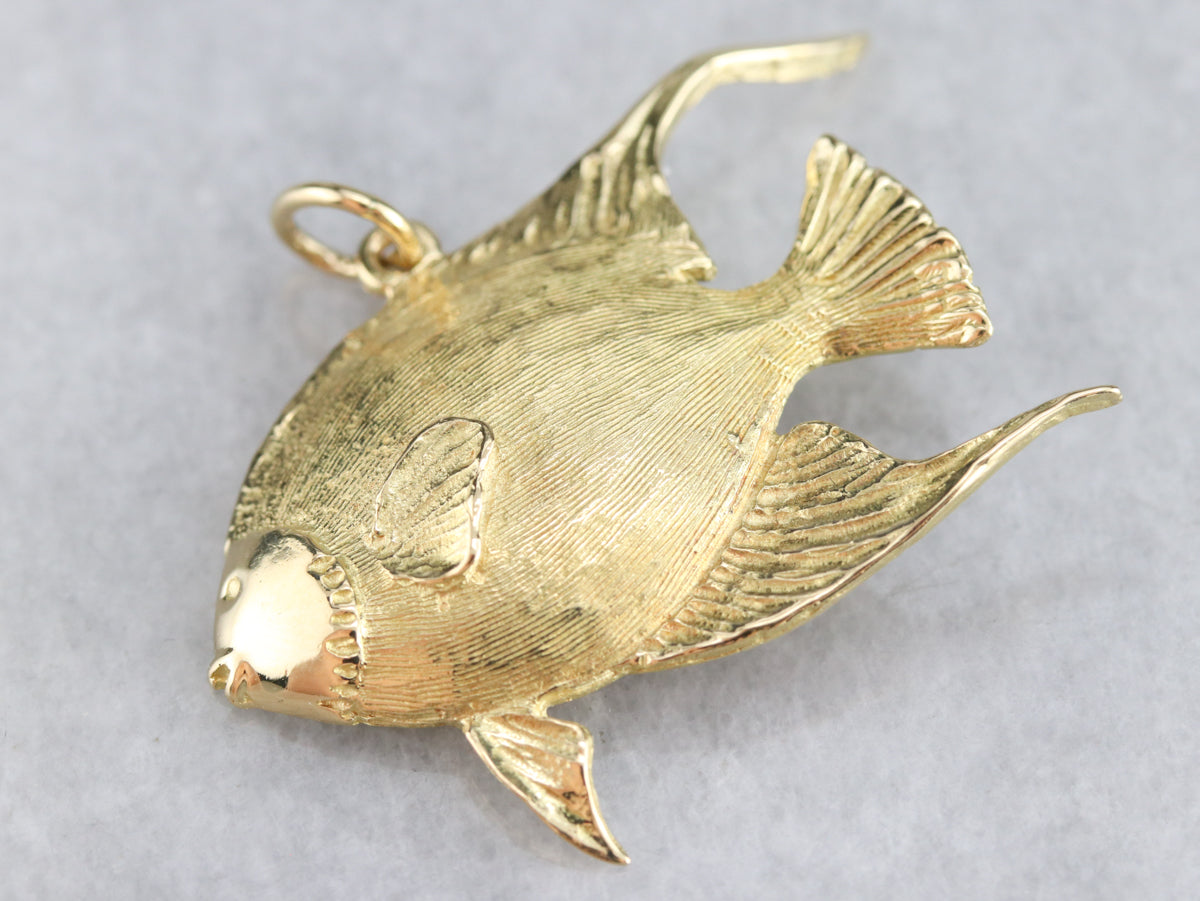 Colgante de oro pez ángel vintage