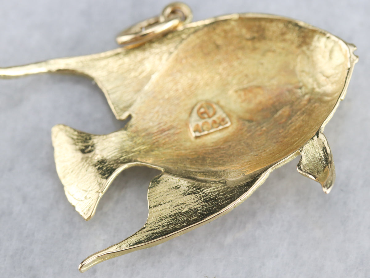 Colgante de oro pez ángel vintage