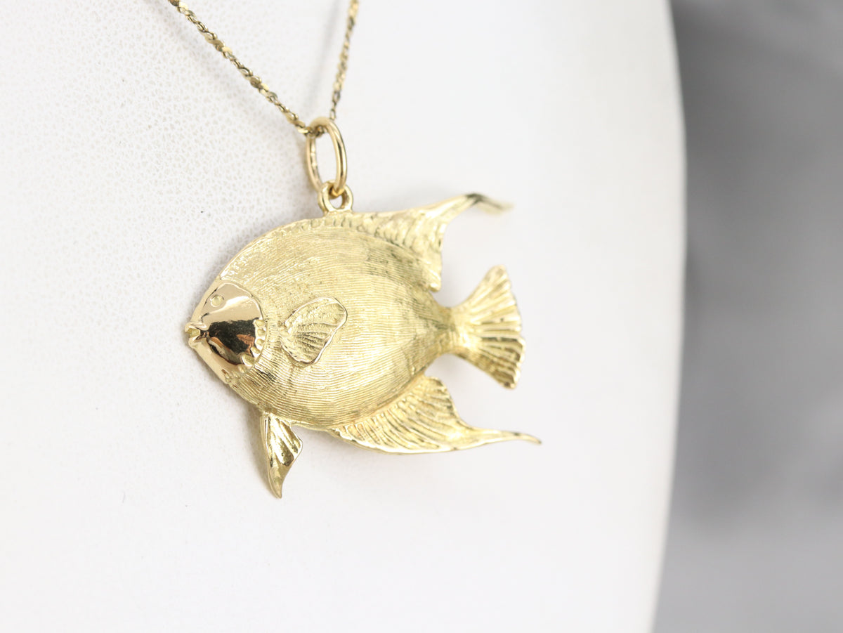 Colgante de oro pez ángel vintage