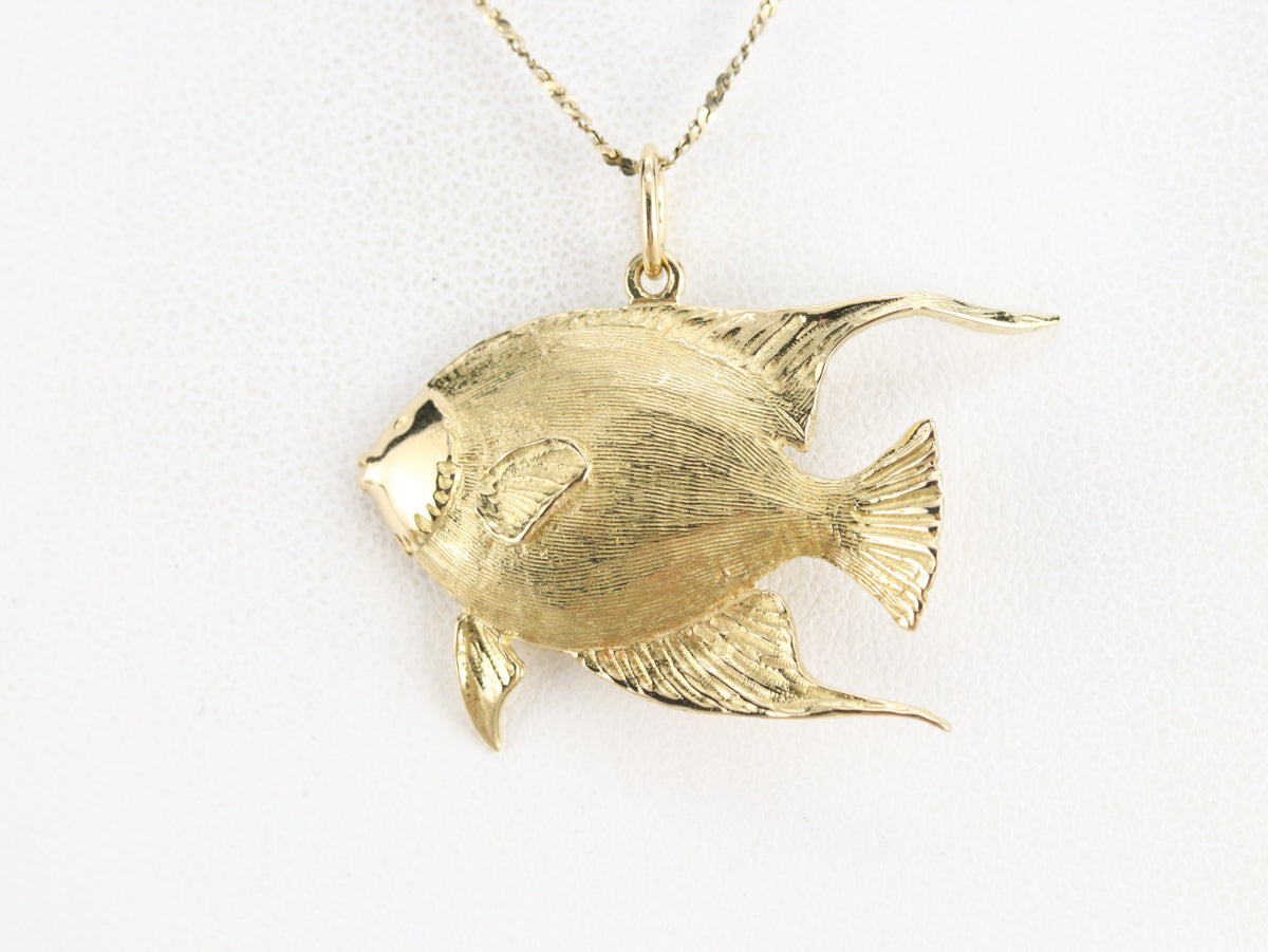 Colgante de oro pez ángel vintage