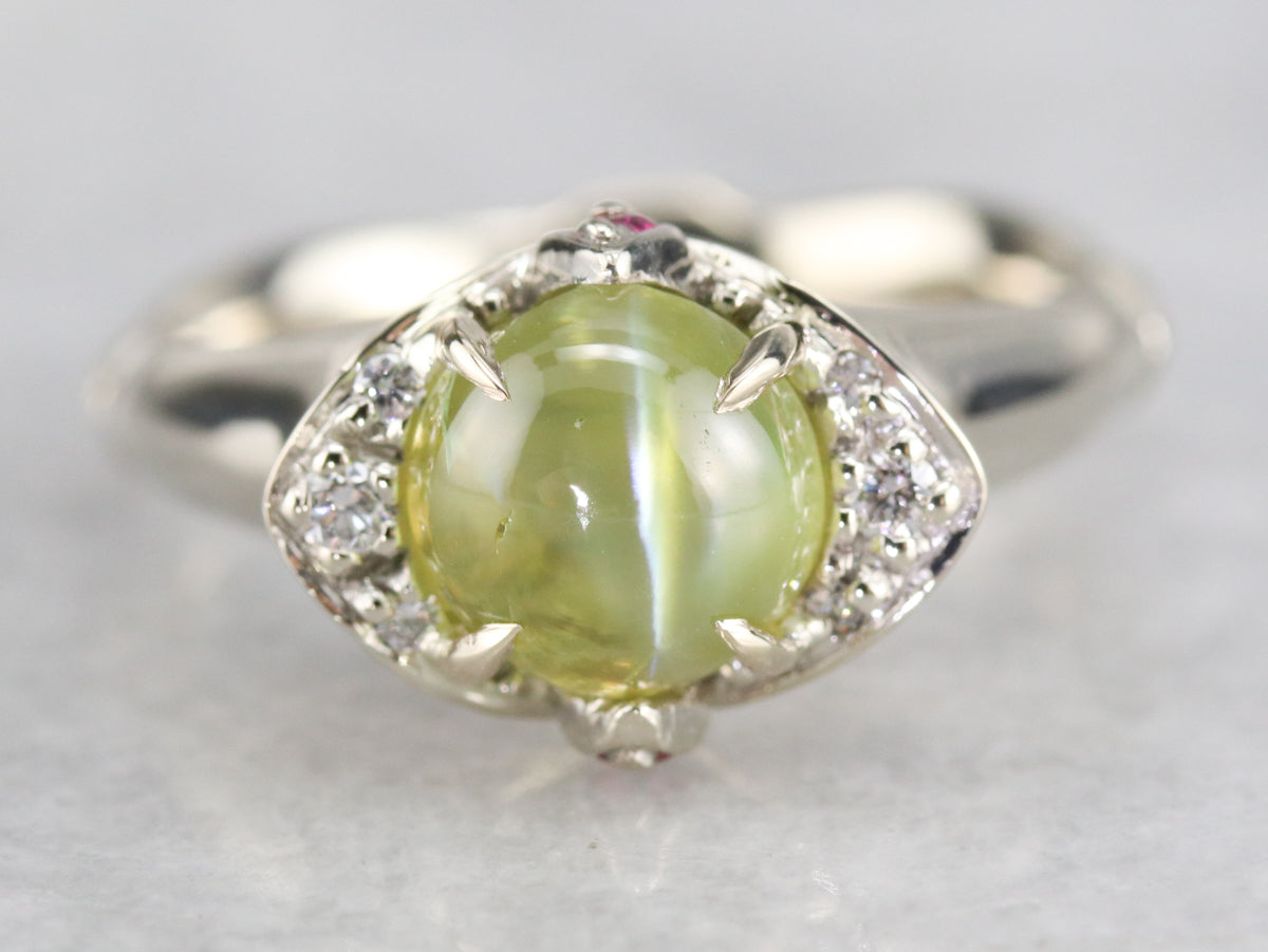 Cat's Eye Chrysoberyl White Gold Ring