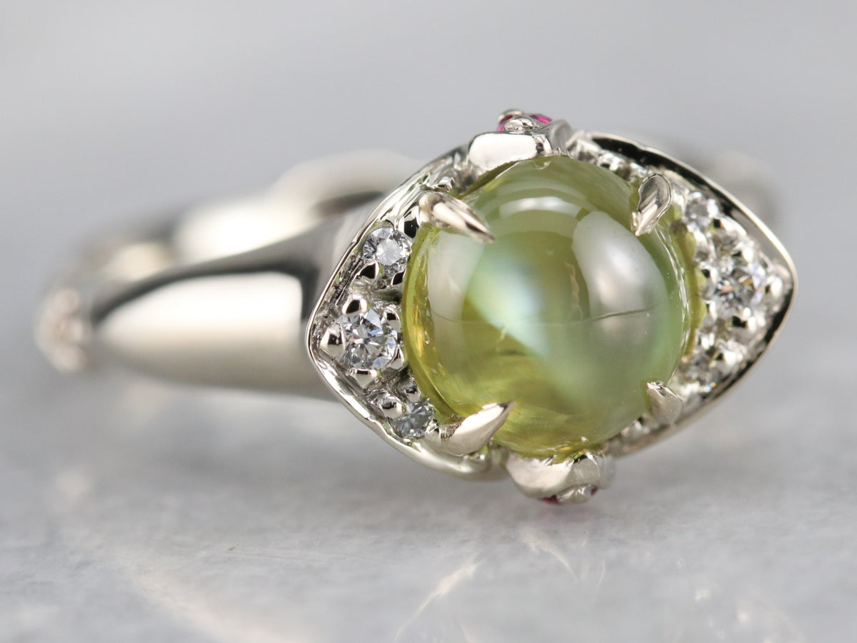 Cat's Eye Chrysoberyl White Gold Ring