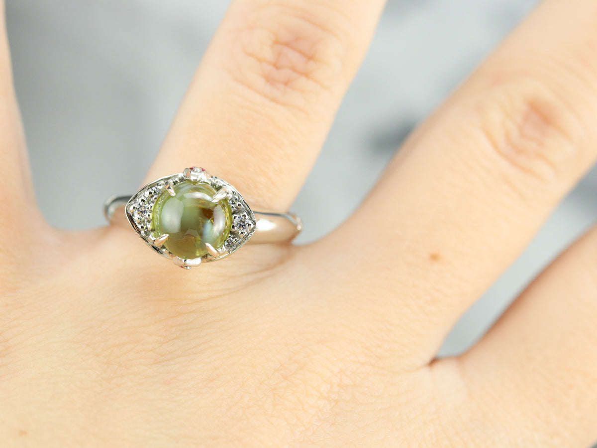 Cat's Eye Chrysoberyl White Gold Ring