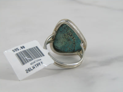 Silver Split Shank Ring With Bezel Set Turquoise Center
