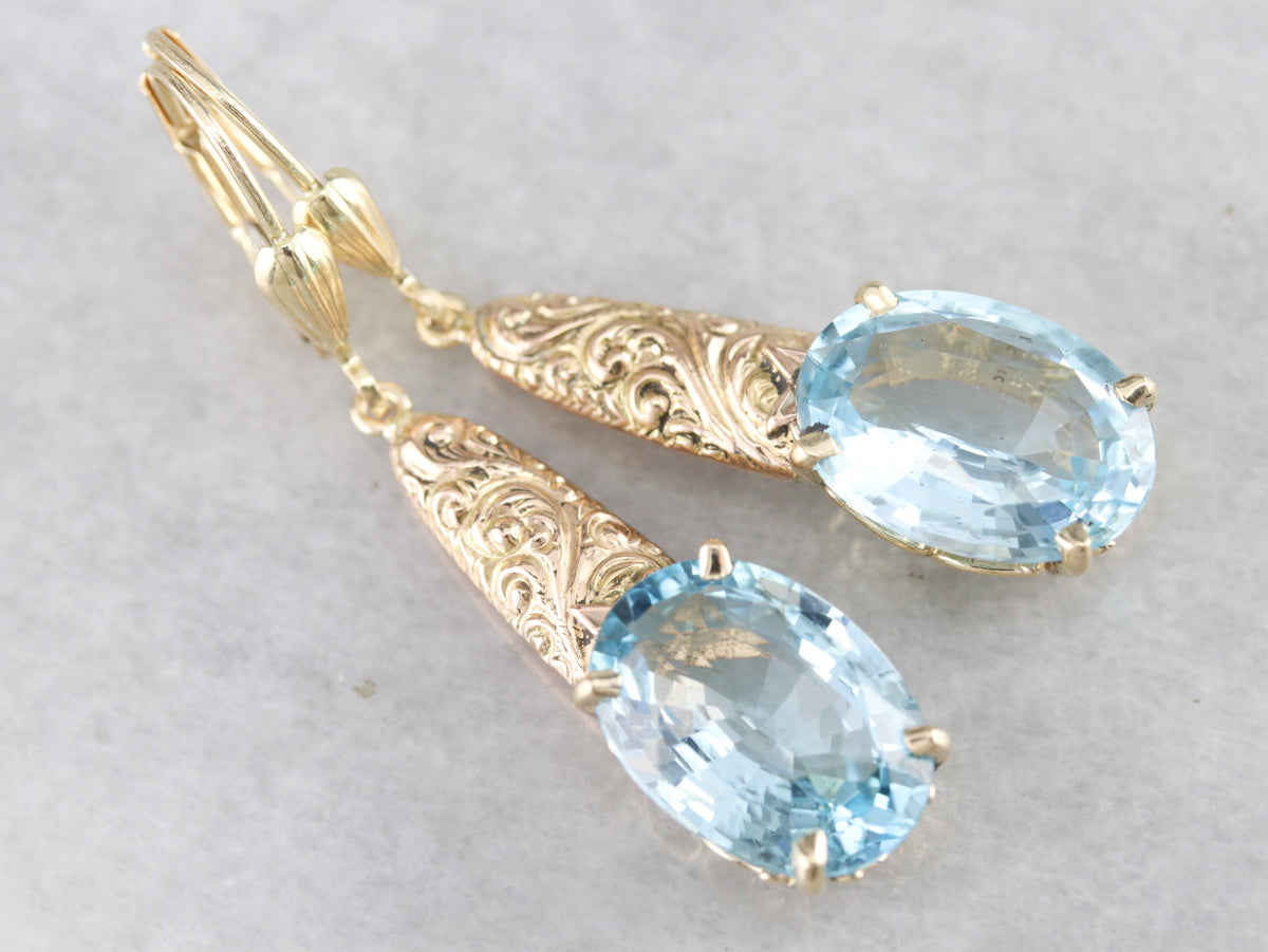 Victorian Blue Topaz Drop Earrings