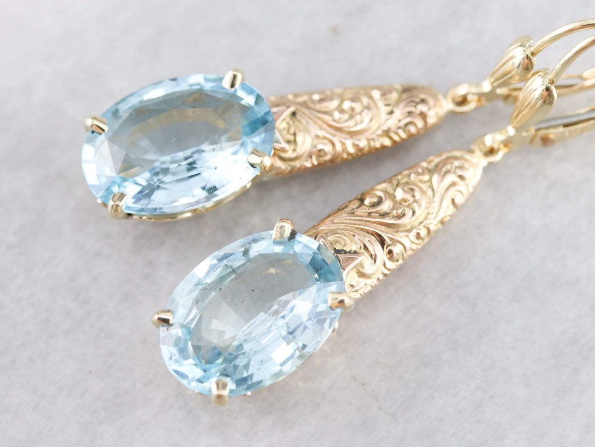 Victorian Blue Topaz Drop Earrings
