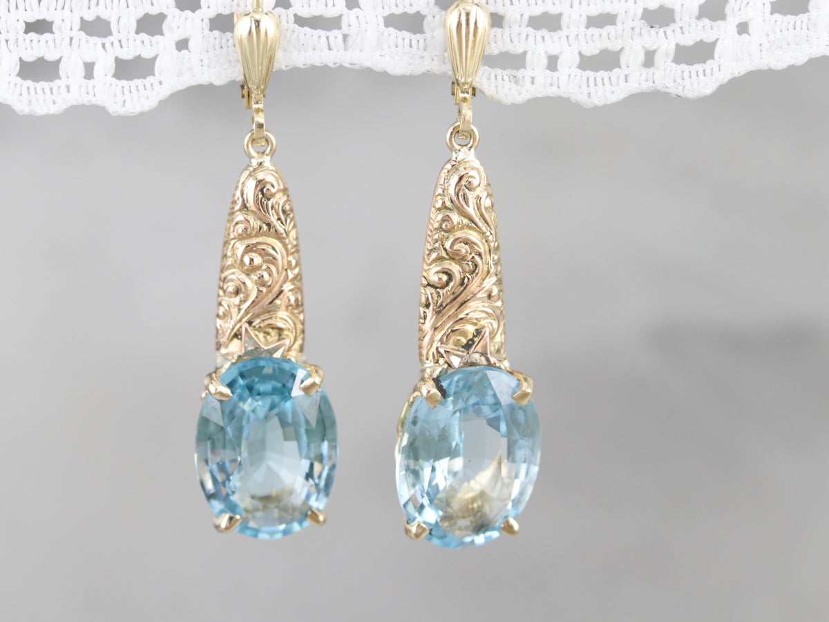 Victorian Blue Topaz Drop Earrings