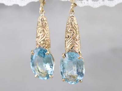 Victorian Blue Topaz Drop Earrings