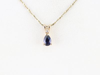 Pear Cut Sapphire and Diamond Pendant