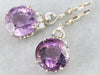 White Gold Amethyst and Diamond Drop Earrings