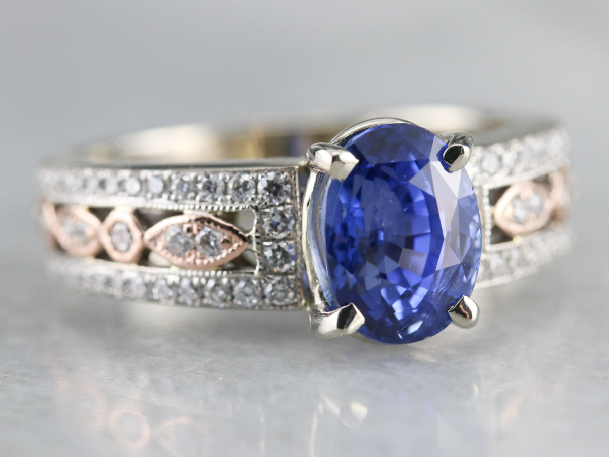 Ceylon Sapphire and Diamond Engagement Ring